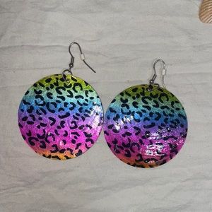 Cheetah print rainbow earrings